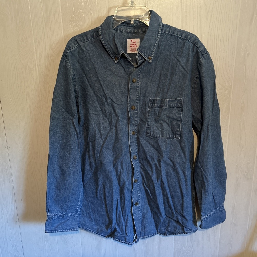 Open Trails Medium Blue Jean Button Down Shirt